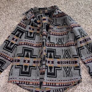 SHEIN Gray Geometric Pattern Jacket
